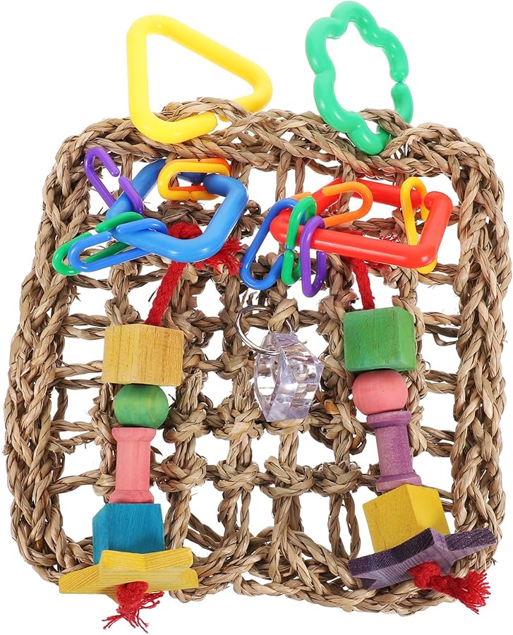 Natural Seagrass Woven Hanging Pad Foraging Toy For Cockatiels And Birds - Image 1